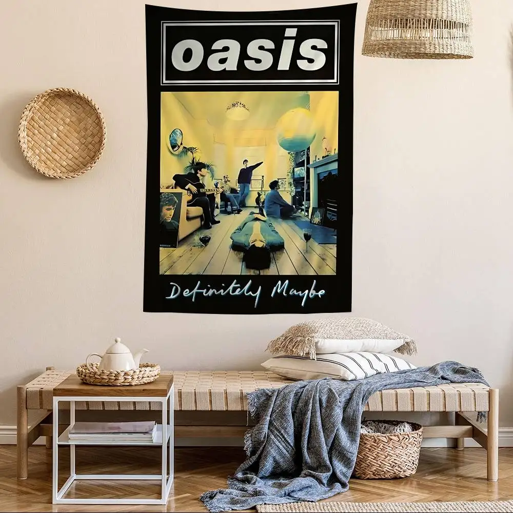 Rock Band O-Oasis Anime Tapestry Hippie Flower Wall Carpets Dorm Decor Cheap Hippie Wall Hanging