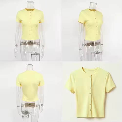 Tuularose Fashion New T-Shirt Women's Casual Solid Slim-Fit Crew Neck Cardigan T-Shirt Summer Office Lady Vacation Female Tops - Image 4