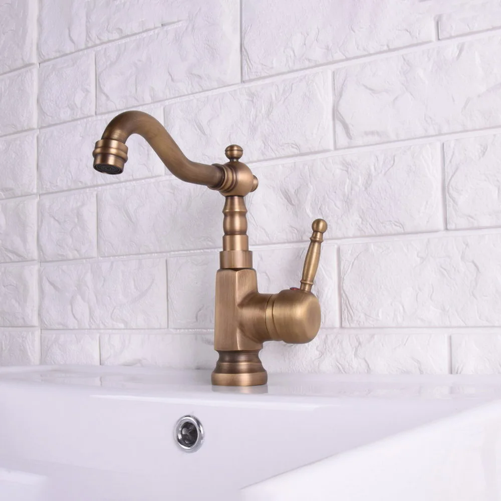 

360 Swivel Spout Kitchen Faucet /Antique Brass Deck Mounted Basin Sink Kitchen Mixer Tap Faucet tsh122