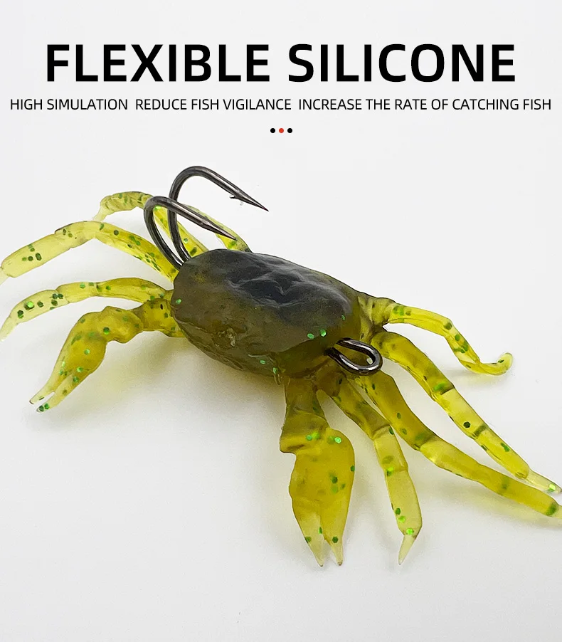 ShareShark 5 Stück/Box 3D-Simulations-Gummi-Krabben Weiche Angelköder mit Doppelhaken Meeresfischerei-Köder Falle Angelzubehör – Detail 3