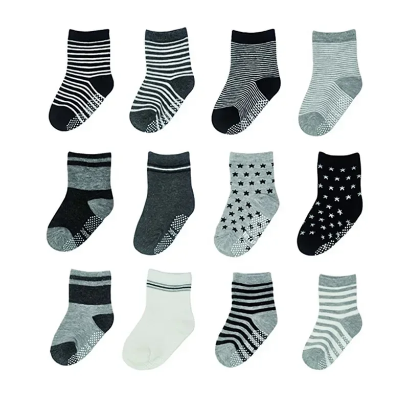 Chaussettes coordonnantes unisexes pour bébé, bébé, fille, garçon, 0-3 ans, vente en gros, lot de 12 paires