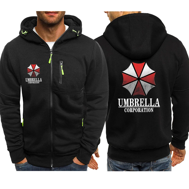 Hoodies Men Jacket Umbrella Corporation Print Casual HipHop Harajuku Hooded Sweatshirts Mens Zipper Jacket Man Hoody Clothing