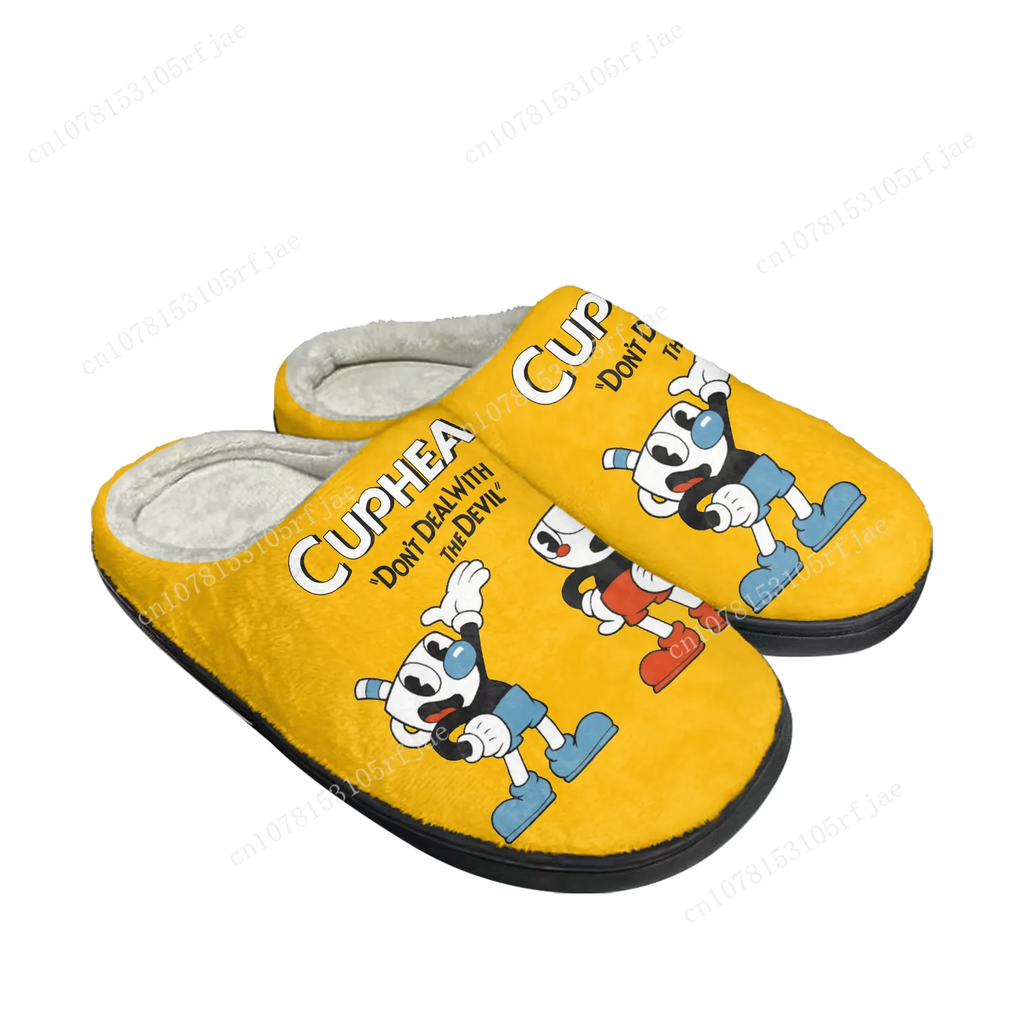 Hot Cupheads Mugmans Cartoon Game Home Cotton Slippers Mens Womens Plush Bedroom Casual Keep Warm Shoes Tailor Made Slipper