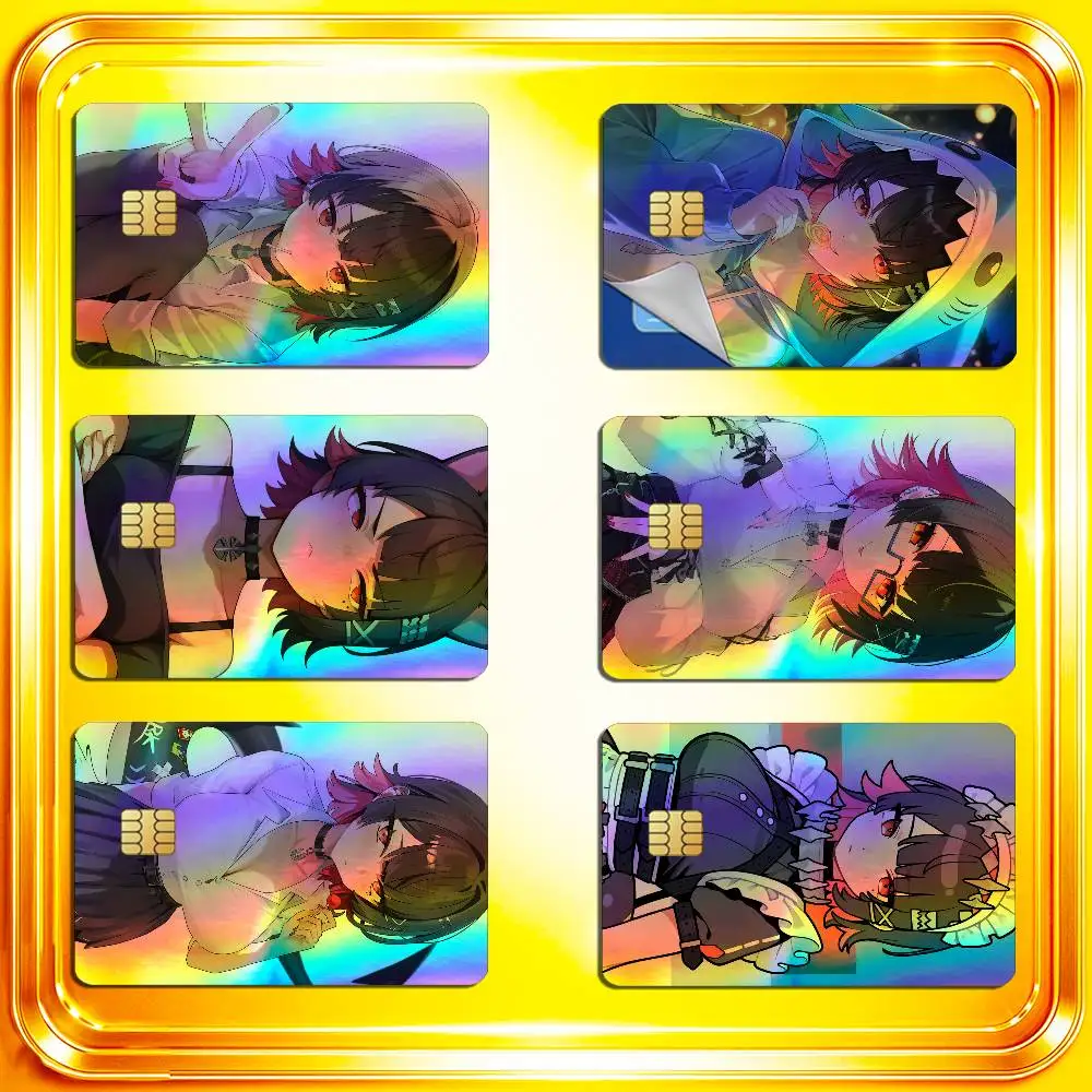 For Ellen Joe Zenless Zone Zero ZZZ Credit Bank Sticker ID Access Card Cover Skin Rainbow Color Laser Stickers Film