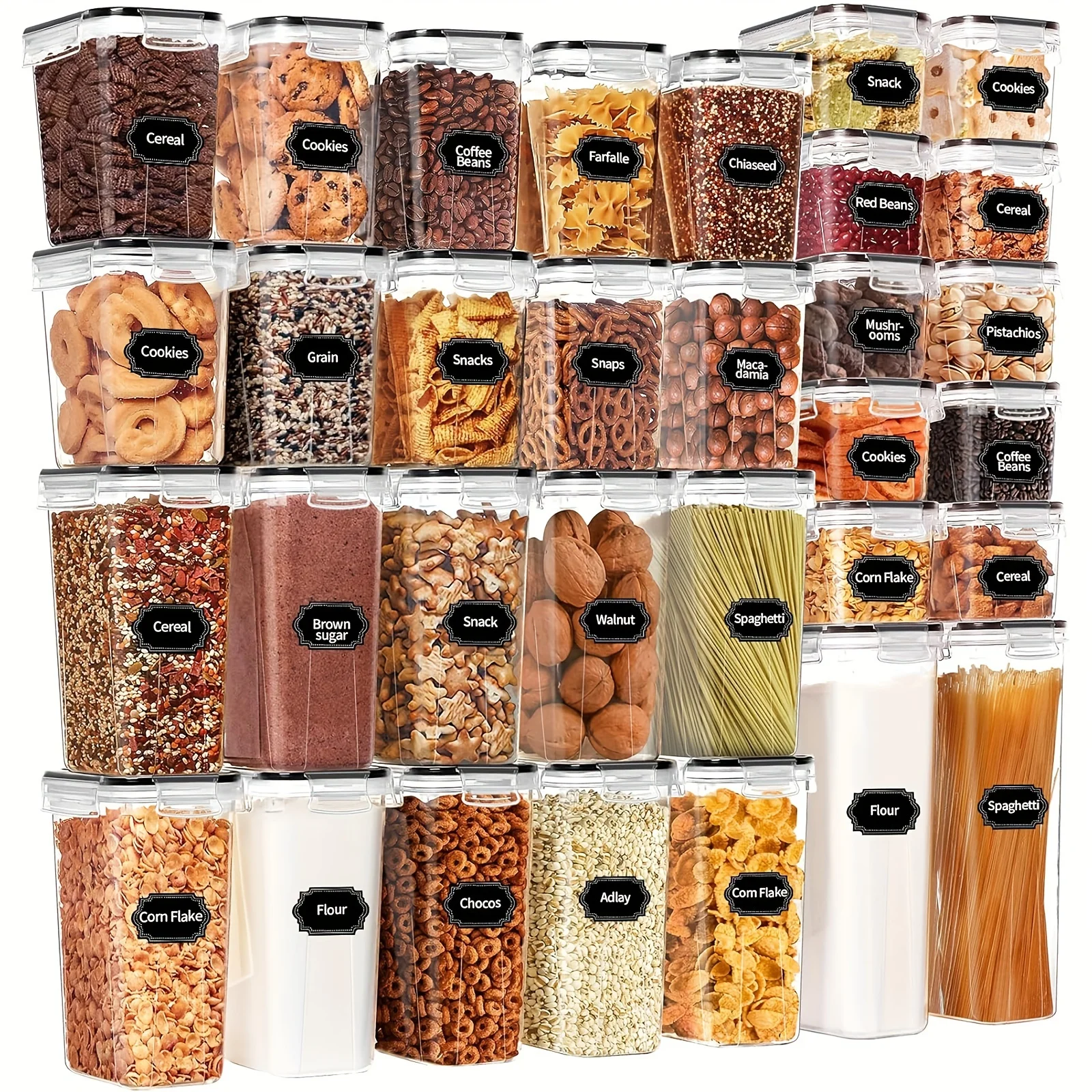

Set of 64 Airtight Food Storage Containers (32 Boxes And 32 Lids), Ideal for Organizing Your Kitchen And Pantry. Made from Bpa-F