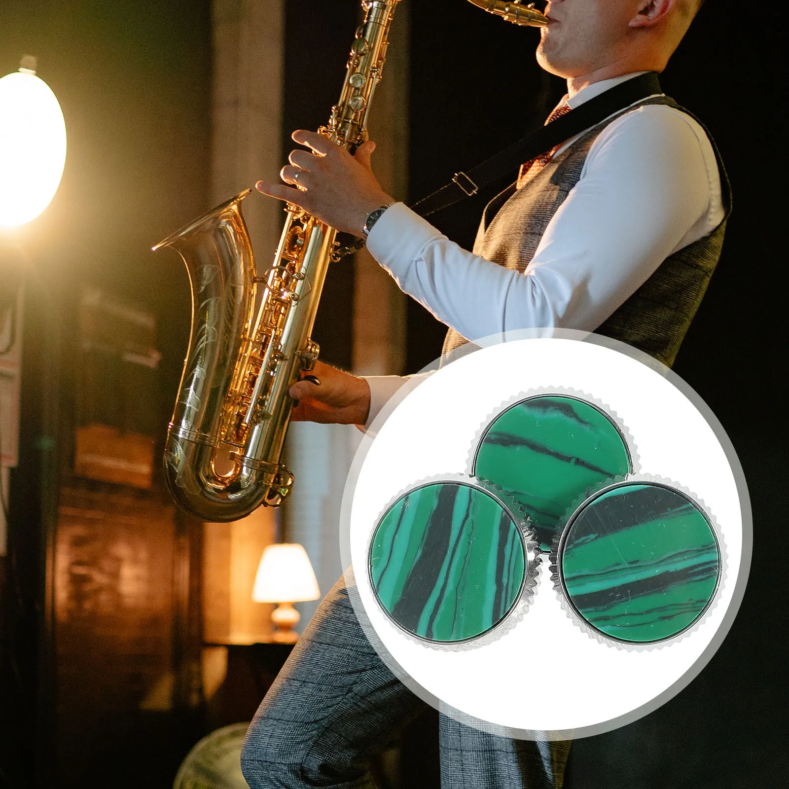 

3Pcs Sturdy Trustworthy Saxophone Finger Button Replacement Accessory for Music Enthusiasts Green Saxophone Finger Button