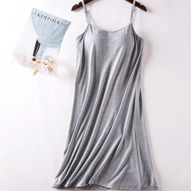 Comfort Soft Nightwear For Women Chest Pad Sexy Sleepwear Night Dress Modal Cotton Summer Nightgowns Female Sling Nightdress