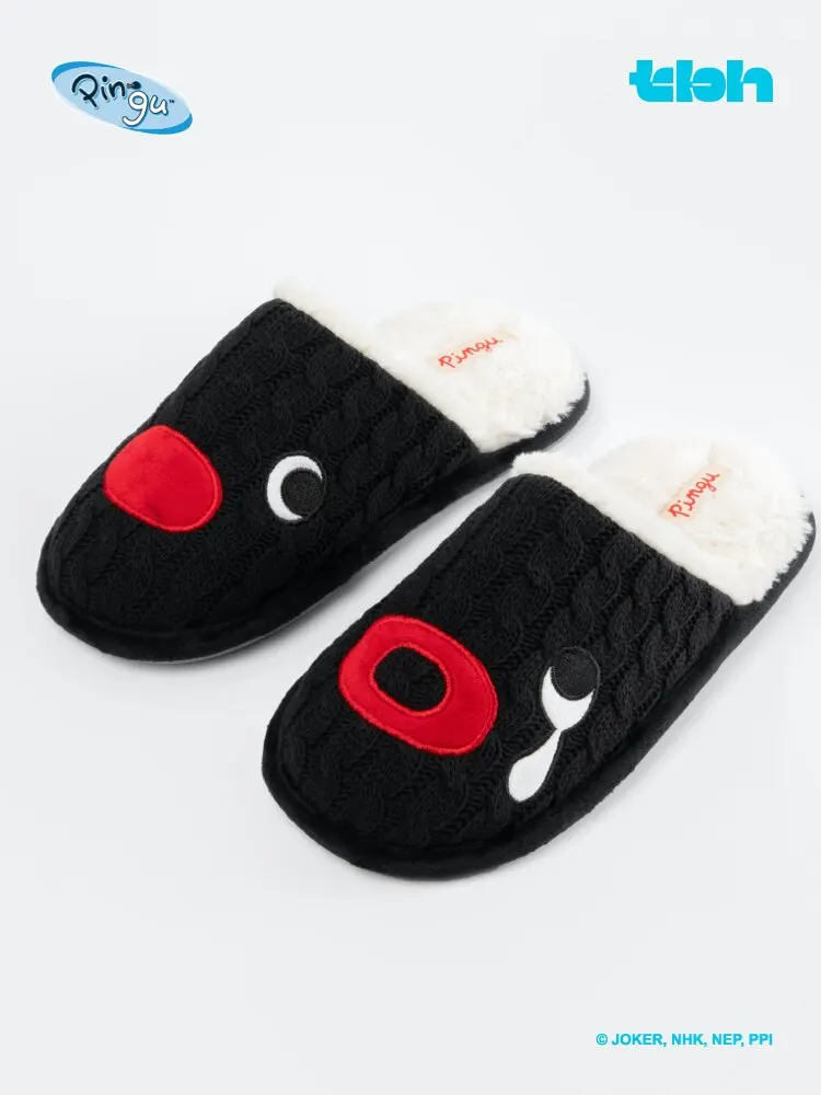 Home Pingu Cooperation Series Knitted Cable Pattern Men'S And Women'S Slippers Indoor Home Warm Shoes Anime Figures Model Gifts - view 5