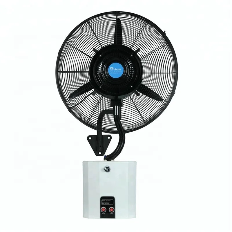 

Cool Temperature Humidification Muti-Functions Outdoor with Water Tank Wall Hanging Spray Mist Fan 1set by Wooden Box