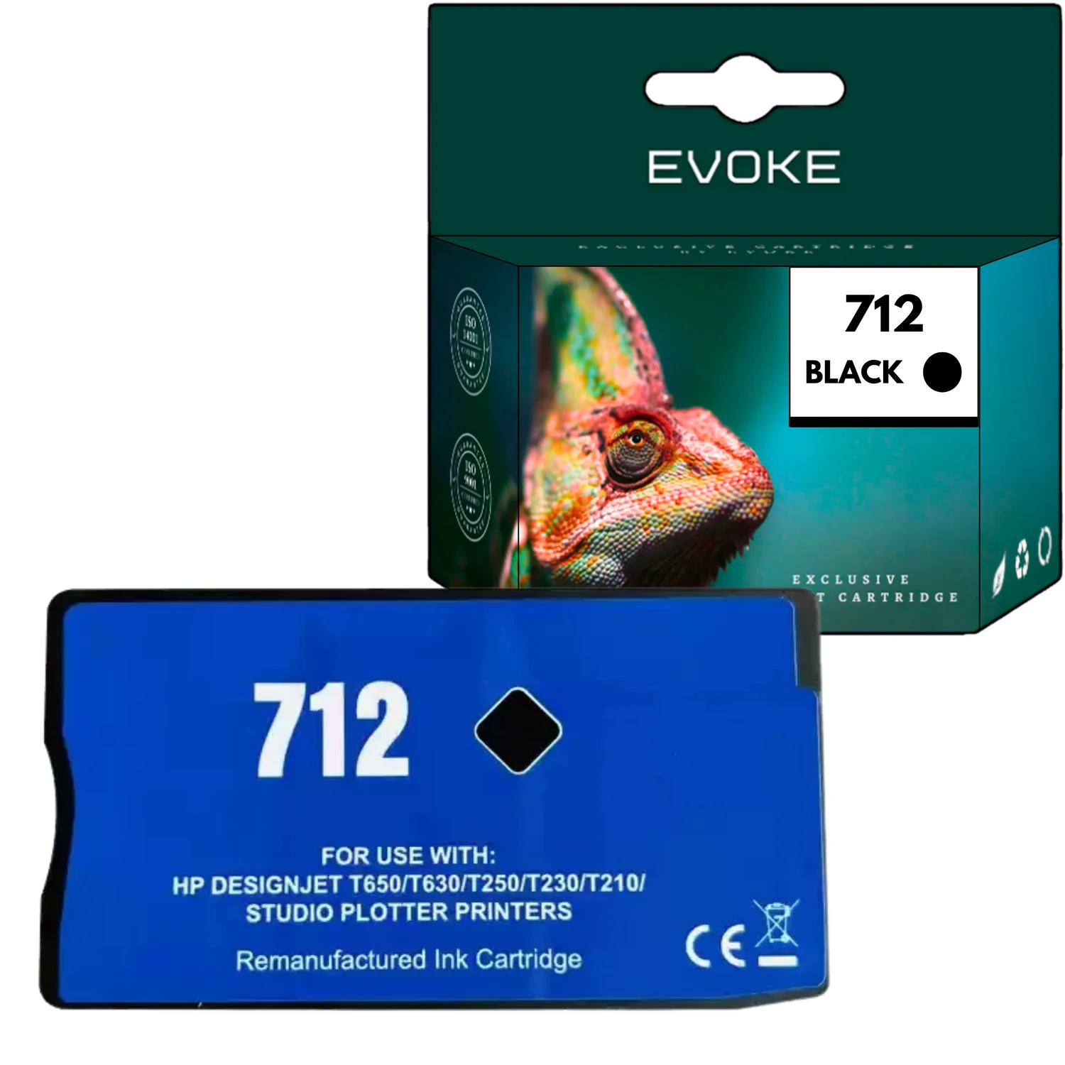 Evoke Compatibele Inkt voor Hp 712 3Ed71A Zwart 80 ml Designjet T210 T230 T250 T630 T650