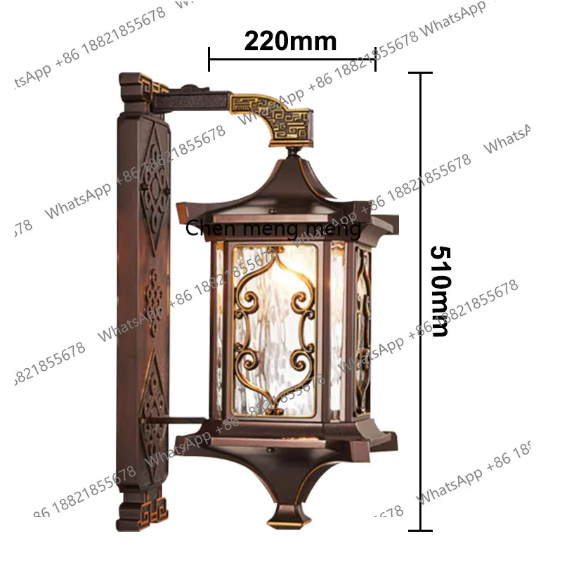 Nowa chińska lampa zewnętrzna na ścianę Wodoodporna lampa na zewnątrz do dziedzińca, korytarza, domu, willi, na bramę, balkon, taras, lampa na ścianę zewnętrzną