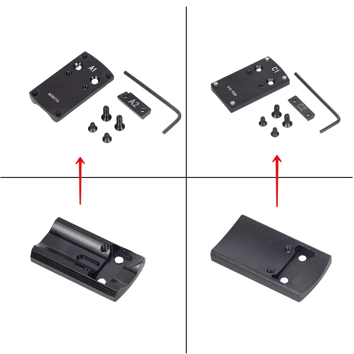 Optics Berett Glock 1911 M&P Pistol Reflex Sight Mount Adapter Plate S&W HK USP SIG P226 Sightmark Burris Micro Red Dot Scope