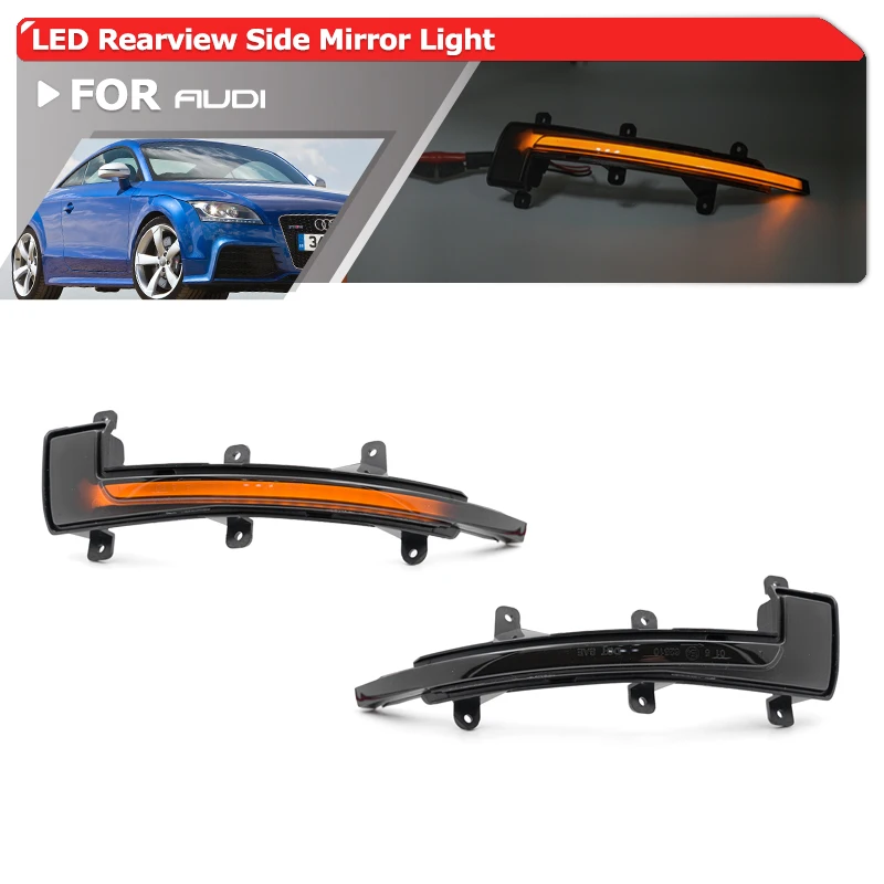 

For Audi TT TTS TT RS 8J MK2 06-14 R8 42 07-15 Smoked Amber Led Dynamic Side Mirror Blinker Lights Flowing Turn Signal Lamps