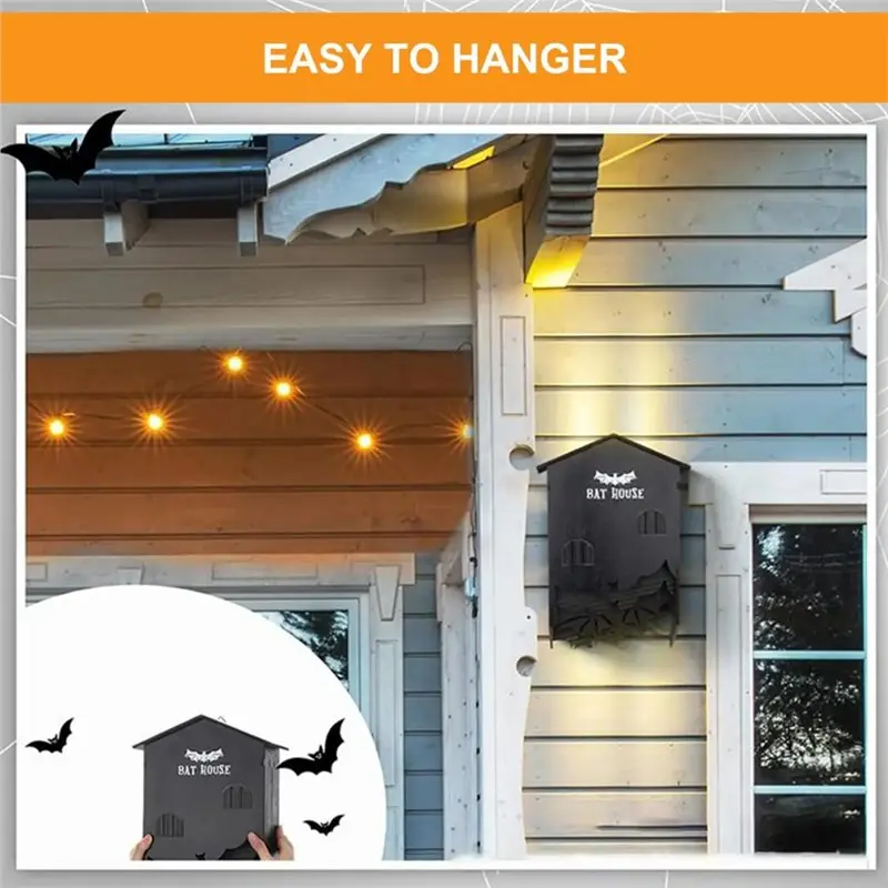 Y49A-Wooden Bat House Outdoor For Outside Wall Mount Three-Chamber Shelter Box For Bat Habitat In Garden Tree