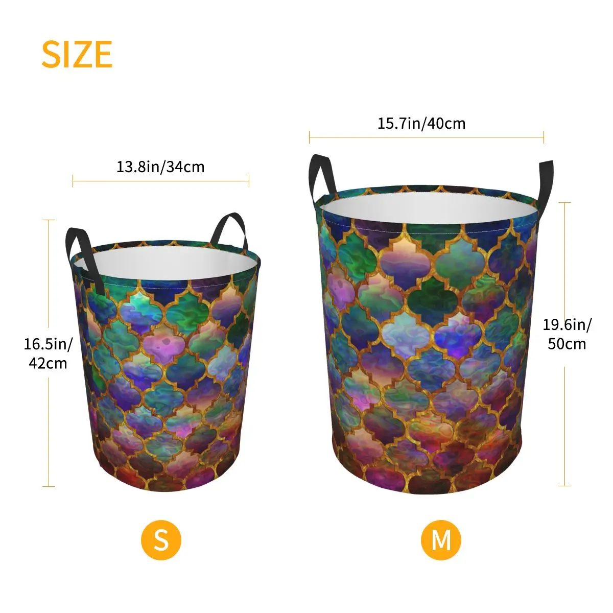 Arabic Moroccan Mosaic Pattern Foldable Laundry Baskets Dirty Clothes Toys Storage Basket Home Organizer Large Waterproof Box