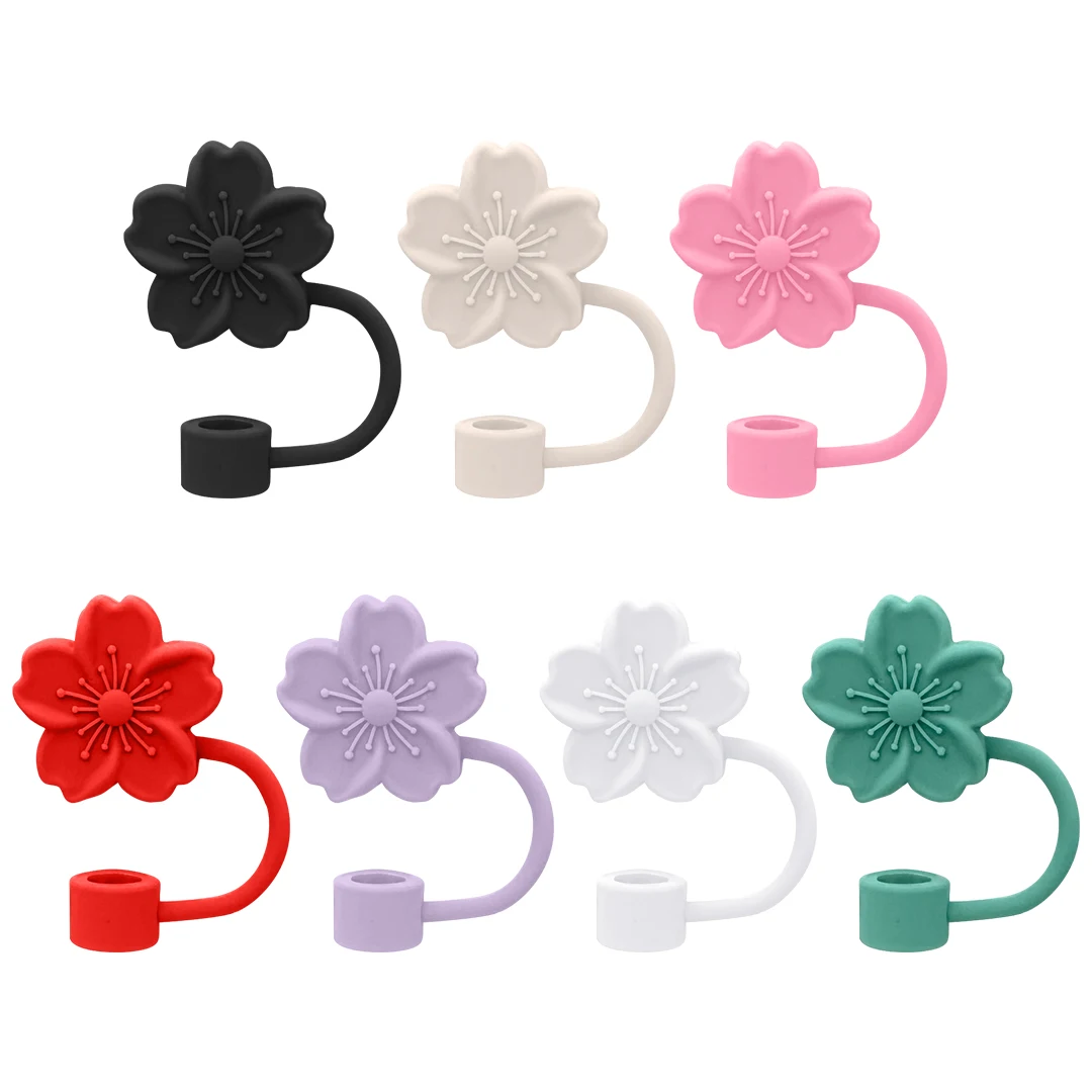 Flower Straw Covers Cap Reusable Silicone Straw Toppers For Stanley Cup Leak-Proof Dust Proof Straws Cover Tumbler Accessories