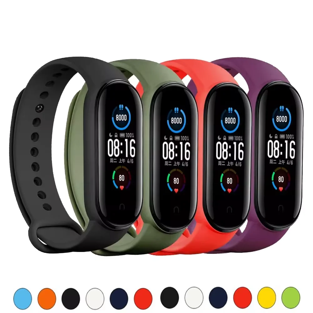 

Watch Strap For Xiaomi Mi Band 6 5 4 3 Wristband Silicone Bracelet Wrist Straps MiBand 3/4 band5 band6 7 Smartwatch Accessories