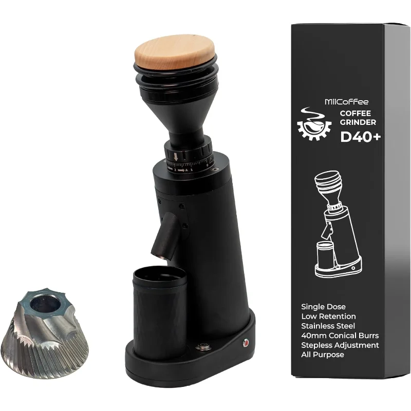 مطحنة القهوة D40+ ذات الجرعة الواحدة (أسود)