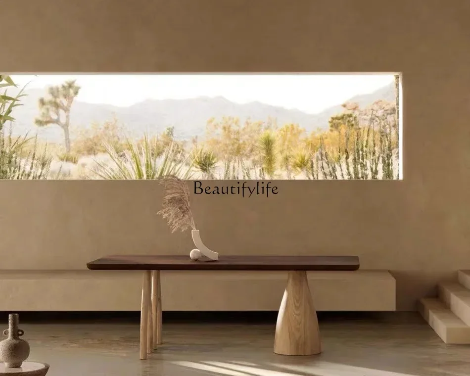 

yj5 Simple modern solid wood long dining table Japanese fashion negotiation coffee table creative workbench