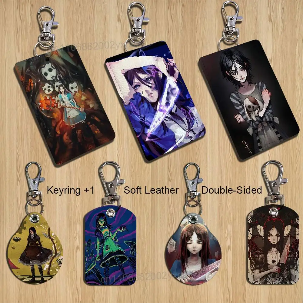 game A-Alice Madness Returns Keychain Holder Suitable For Subway Bank Card Bus Card Badge Holder Wallet Card Textured pattern