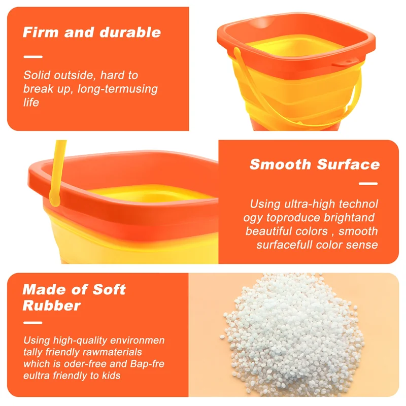 Uitstekende-3PCS Opvouwbare Emmer Opvouwbare Emmer Emmer Zand Emmers Siliconen Opvouwbare Emmer Voor Kinderen Strand Spelen Camping 2L