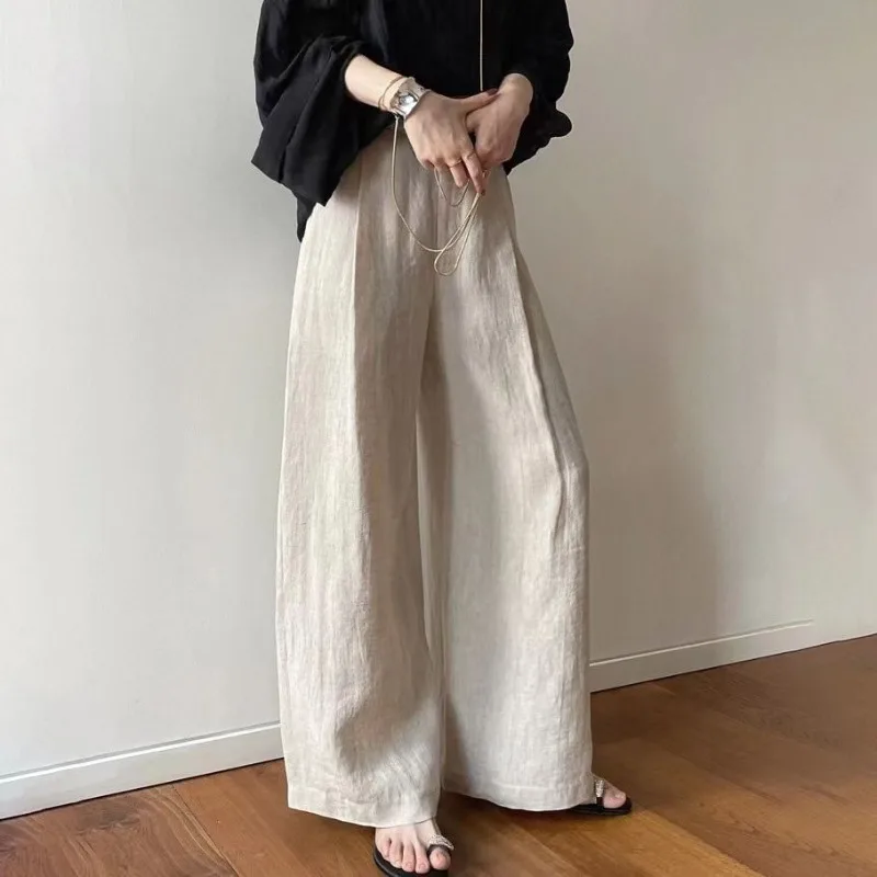 

New Solid Color Wide Leg Pants Women Summer New Leisure High Waist Drape Loose Slim Straight Casual Women Trousers