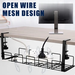 1pc Under Desk Cable Management Tray, Organizer For Wire, Cord, Power Strip, Office Under Table Storage Rack