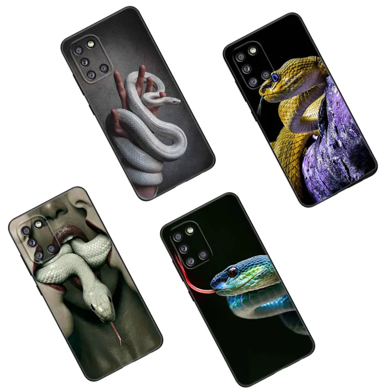 Animal Snake Phone Case For Samsung Galaxy A01 A03 Core A04 E A02 A05 A10 A20 A21 A30 A50 S A6 A8 + A7 2018 Black Silicone Cover