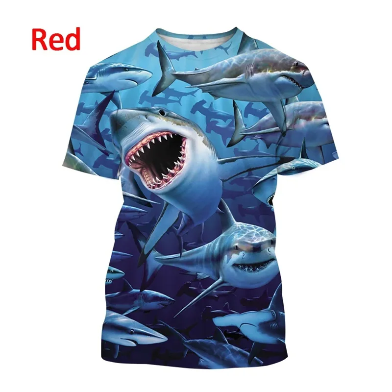 Horror Shark Pattern T-Shirt For Men Popular Animal 3D Printing T Shirts Women Summer Casual Fashion Tops Street Loose Tees