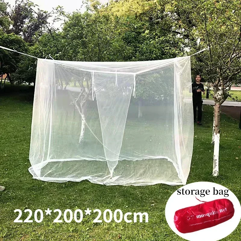 White Camping Mosquito Net Travel Repellent Tent Indoor Outdoor Insect Tent 4 Corner Post Canopy Hanging Bed With Storage Bag