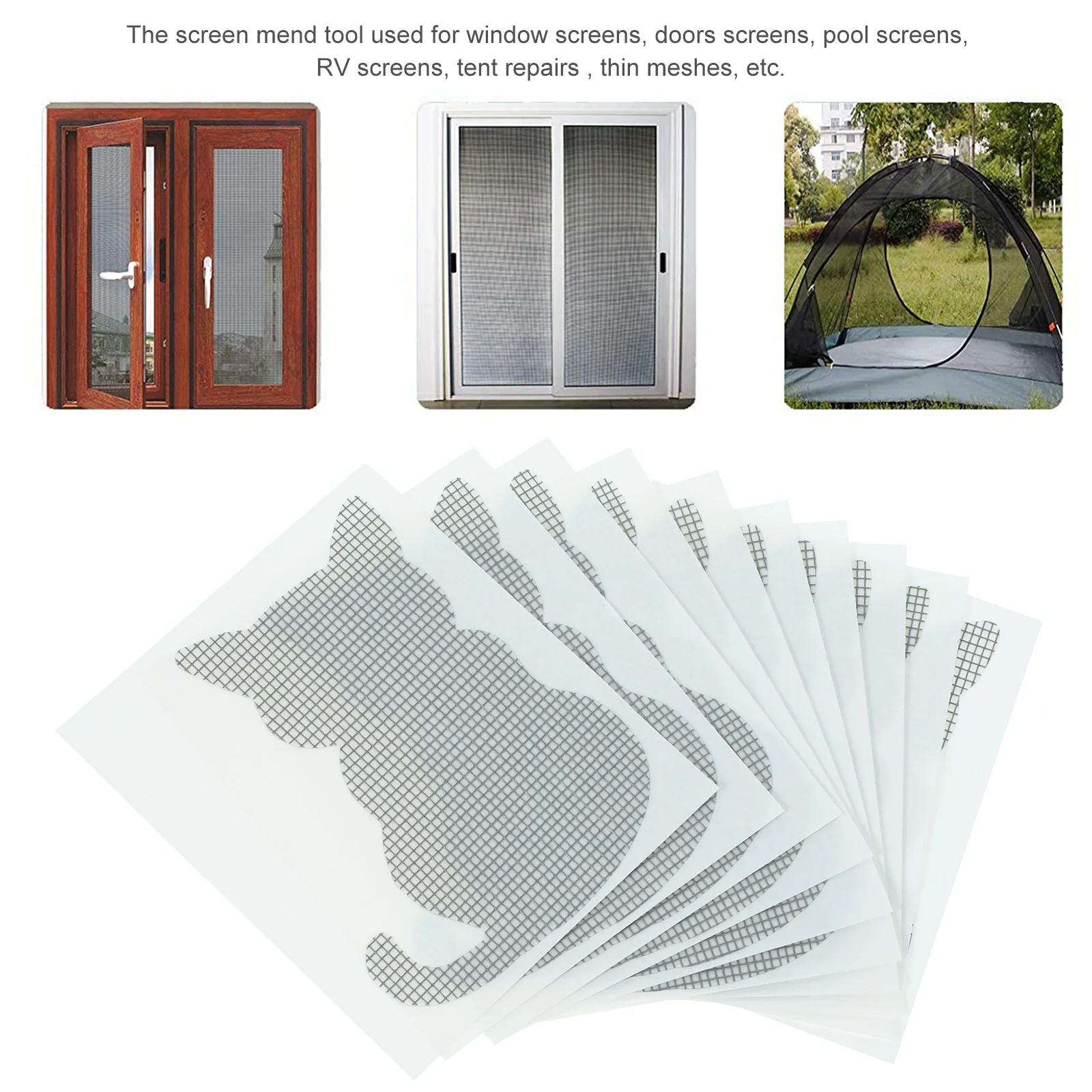 

10Pcs Mosquito Screen Repair Patches Self-Adhesive Mesh Fix Tape for Window Door Screen Tear Hole Patch Kit Strong Sticky