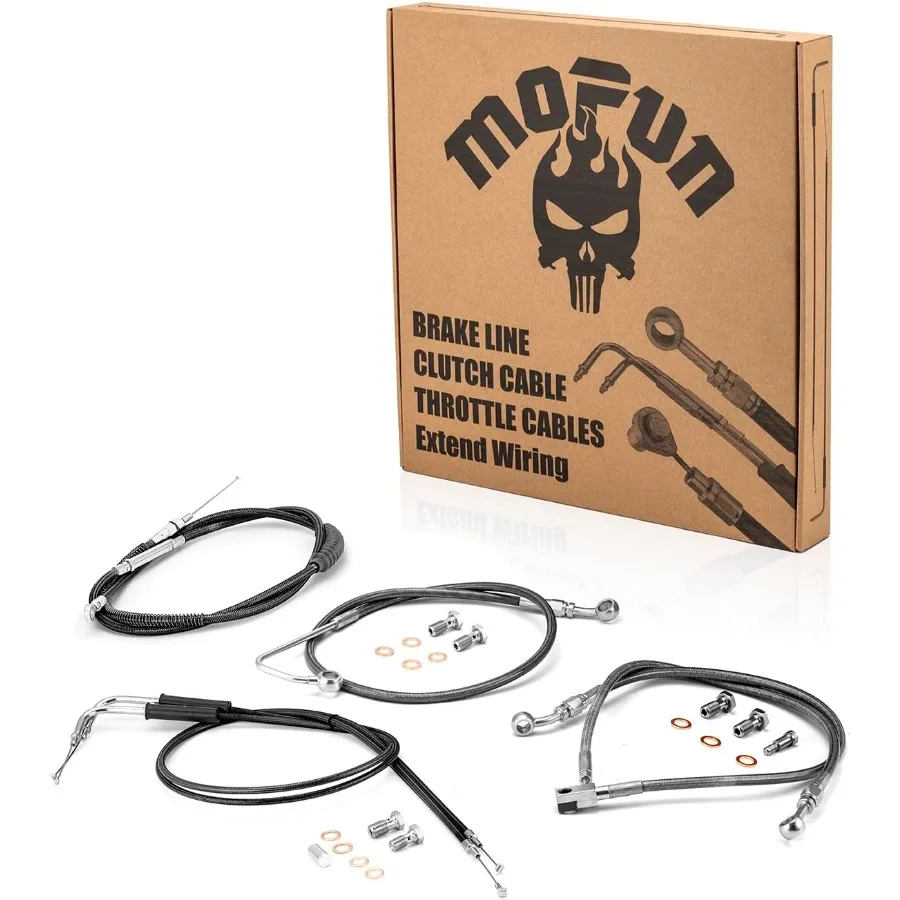 طقم كابل خانق وخامل مع خط فرامل أمامي علوي وسفلي ABS وكابل قابض مصمم لهارلي سوفتيل فات بوي سليم #1