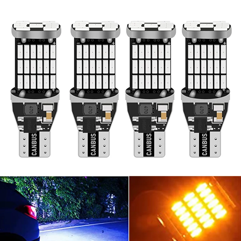 

4PCS Signal Lamp W16W LED T15 921 912 Bulb Super Bright 4014 45SMD T15 Led Canbus Auto Backup Reserve Lights Tail Lamp 12V
