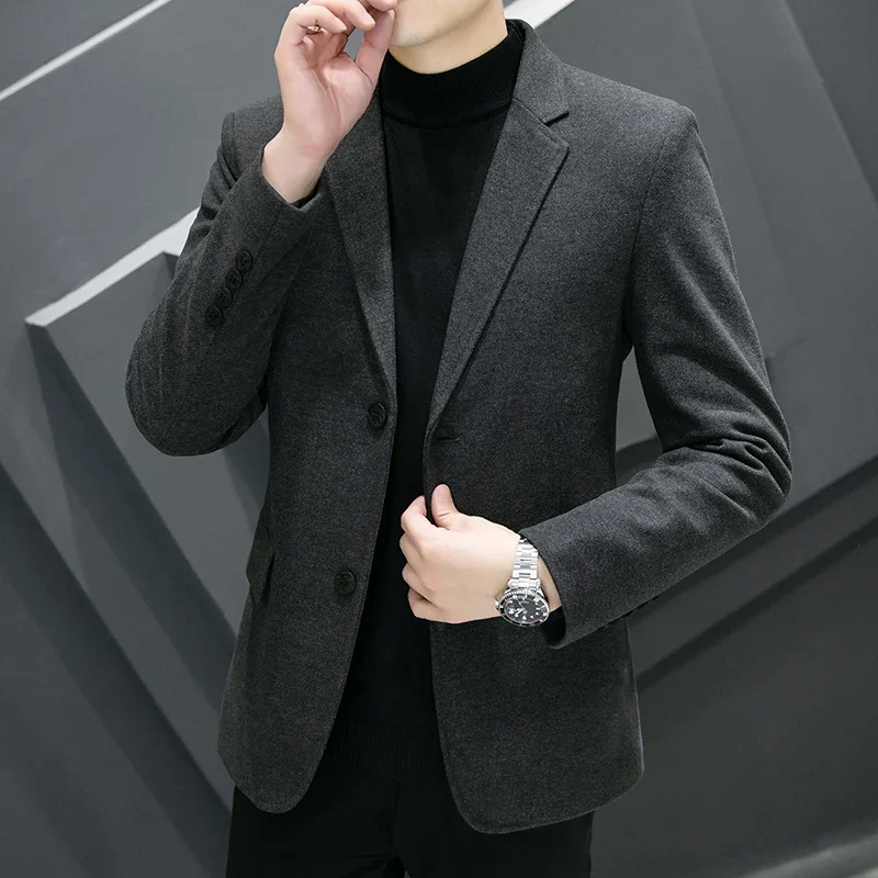 

High Quality Blazer Men British Business Casual Elegant Fashion Job Advanced Simple Interview Gentleman Slim Fit Blazer