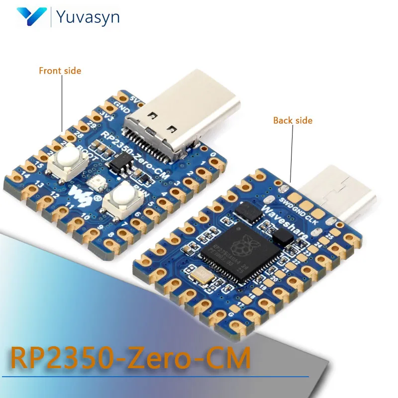 Carte de développement mini RP2350-Zero-CM RP2350-Zero, type-c mâle, Raspberry PRP2350A, 29 broches GPIO, lumières RGB intégrées, 1 à 5 pièces