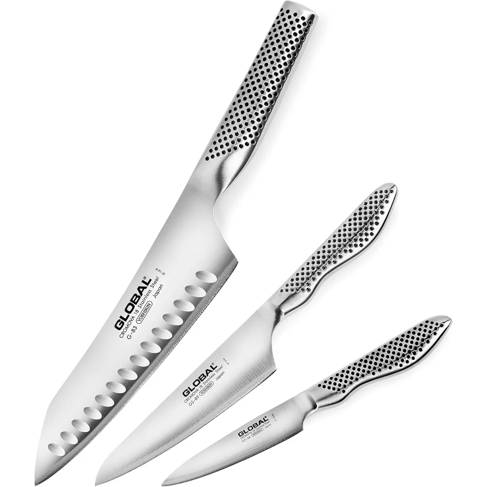 

Knife Set with Asian Chef’s, Prep and Paring Knives – Stainless Steel, 3 Piece