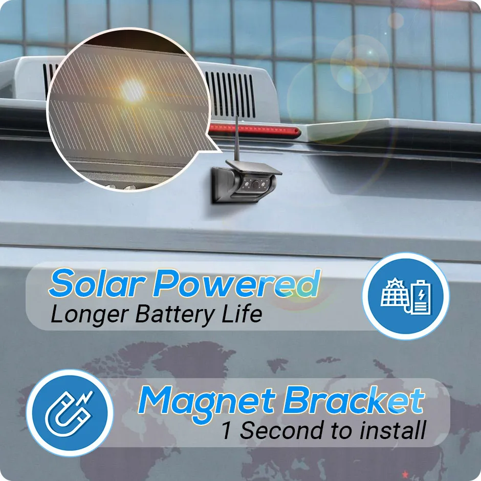 QXNY Wireless Solar Powered Energy Magnet Reverse Backup Camera with AHD 5\