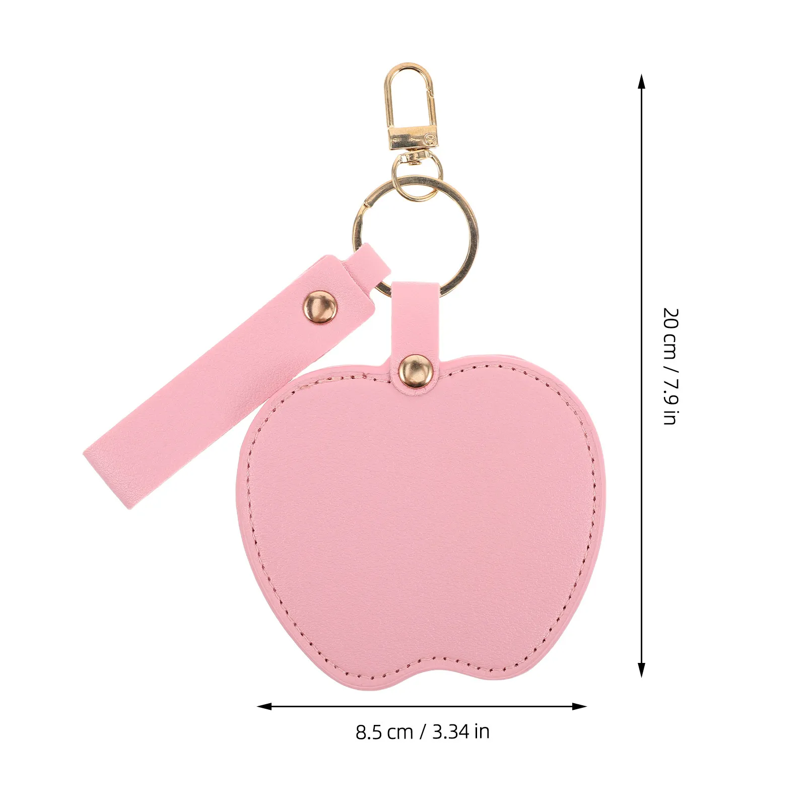 Fruit Shaped Pink Pocket Mirror Travel Makeup Compact Keychain Portable Handbag Mirror for Quick Touch Ups Daily Carry