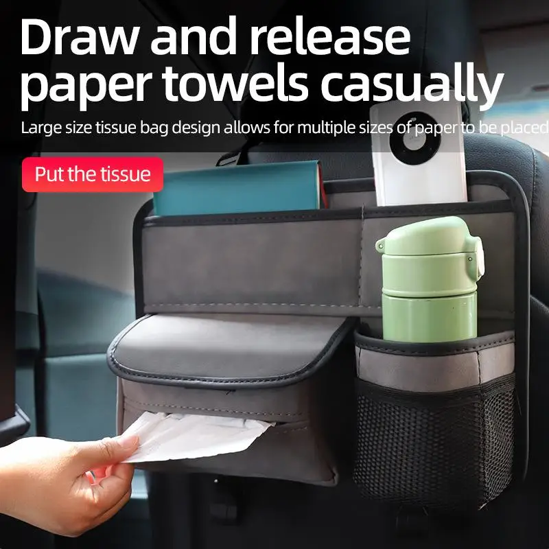 

Car Seat Back Suede Storage Bag Seat Storage Water Cup Bag Multi-function Storage Bag Car Storage Seat Back Bag