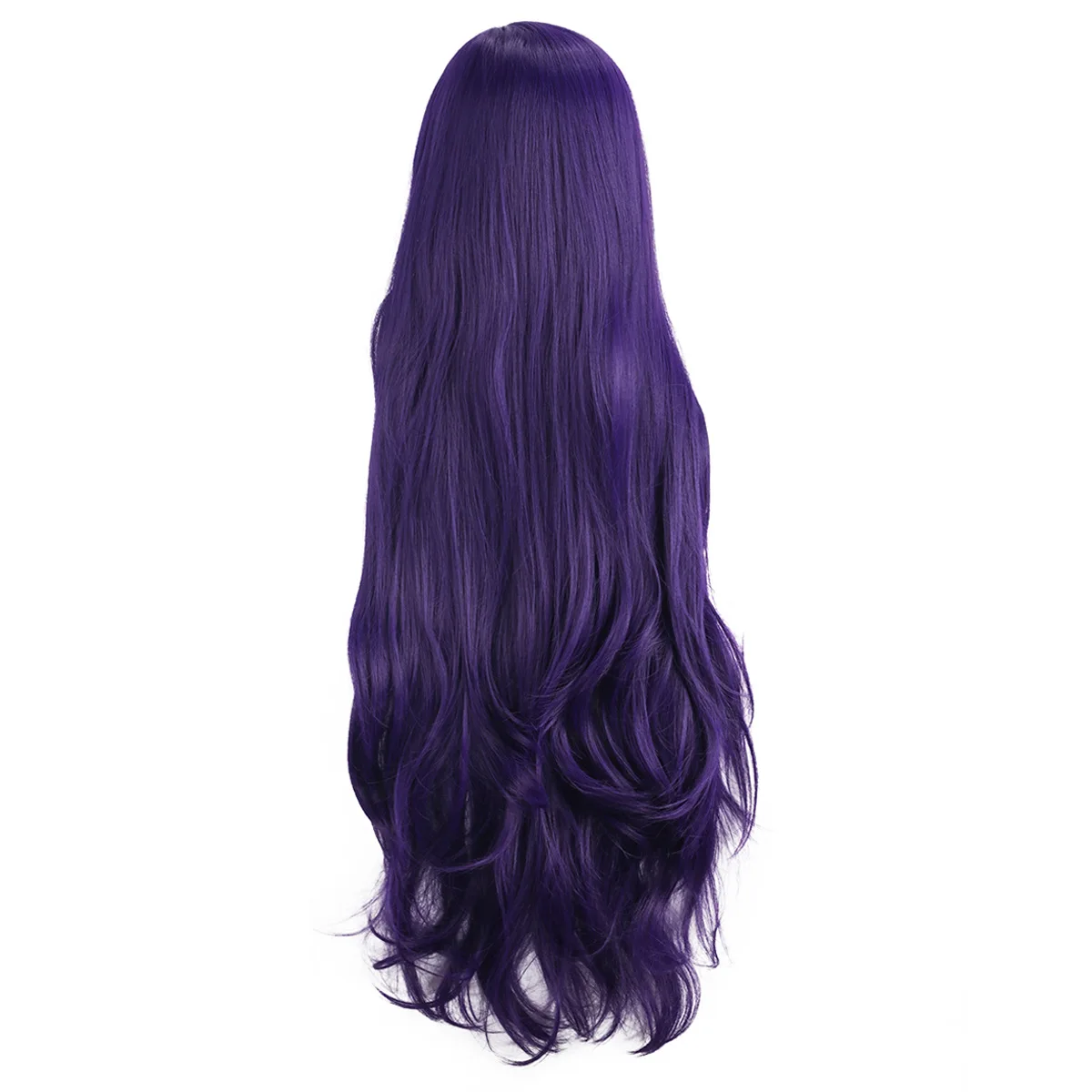 باروكة شعر صناعية طويلة مموجة باللون الأرجواني الطبيعي لفروة الرأس، أزياء تنكرية للحفلات مصنوعة من ألياف مقاومة للحرارة