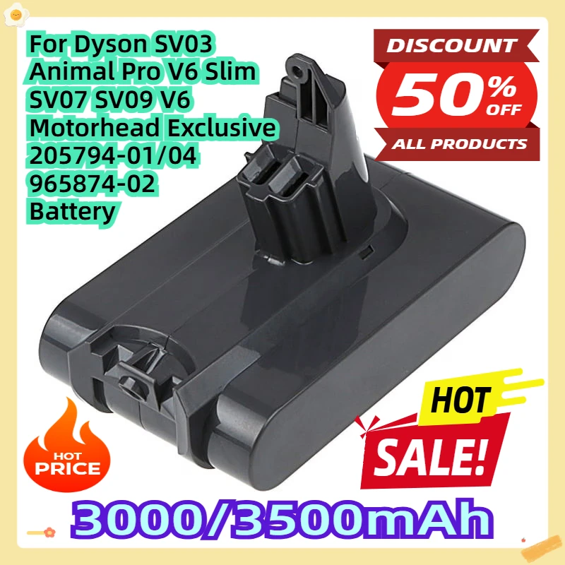 

For Dyson SV03 Animal Pro V6 Slim SV07 SV09 V6 Motorhead Exclusive 205794-01/04 965874-02 Battery