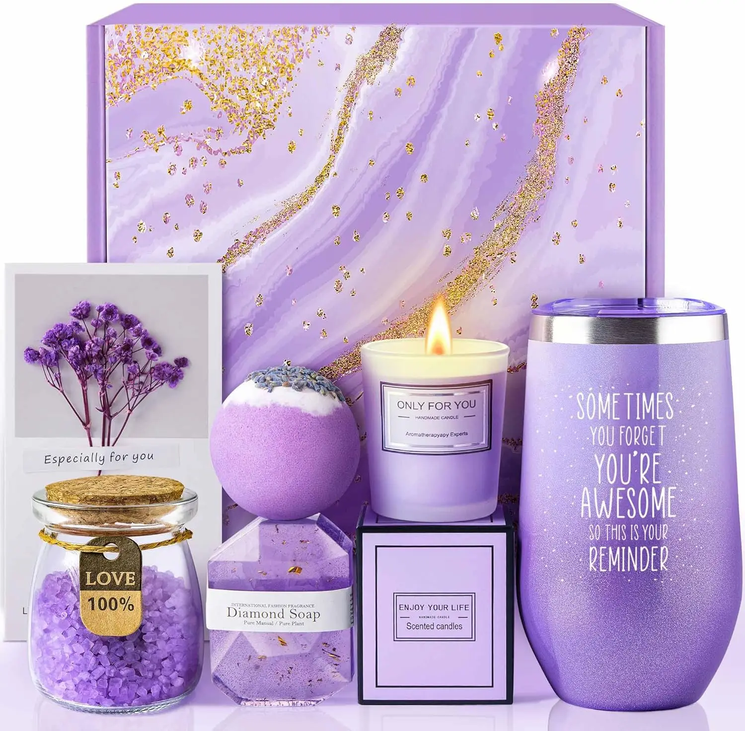 Canasta de Regalo de Spa con Lavanda para Mujer - Regalo Perfecto para Cumpleaños, Navidad, San Valentín y Día de la Madre