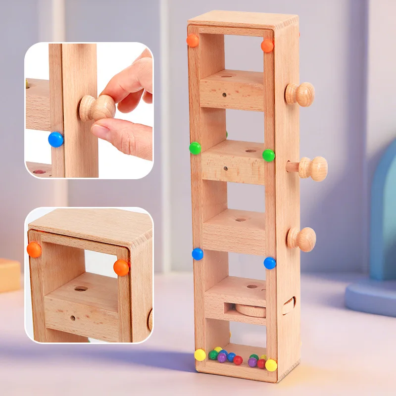 Montessori Educational Toddler Toy, Push & Slide Button Brain Teaser Game, Hands-On Learning Puzzle for Kids Early Development