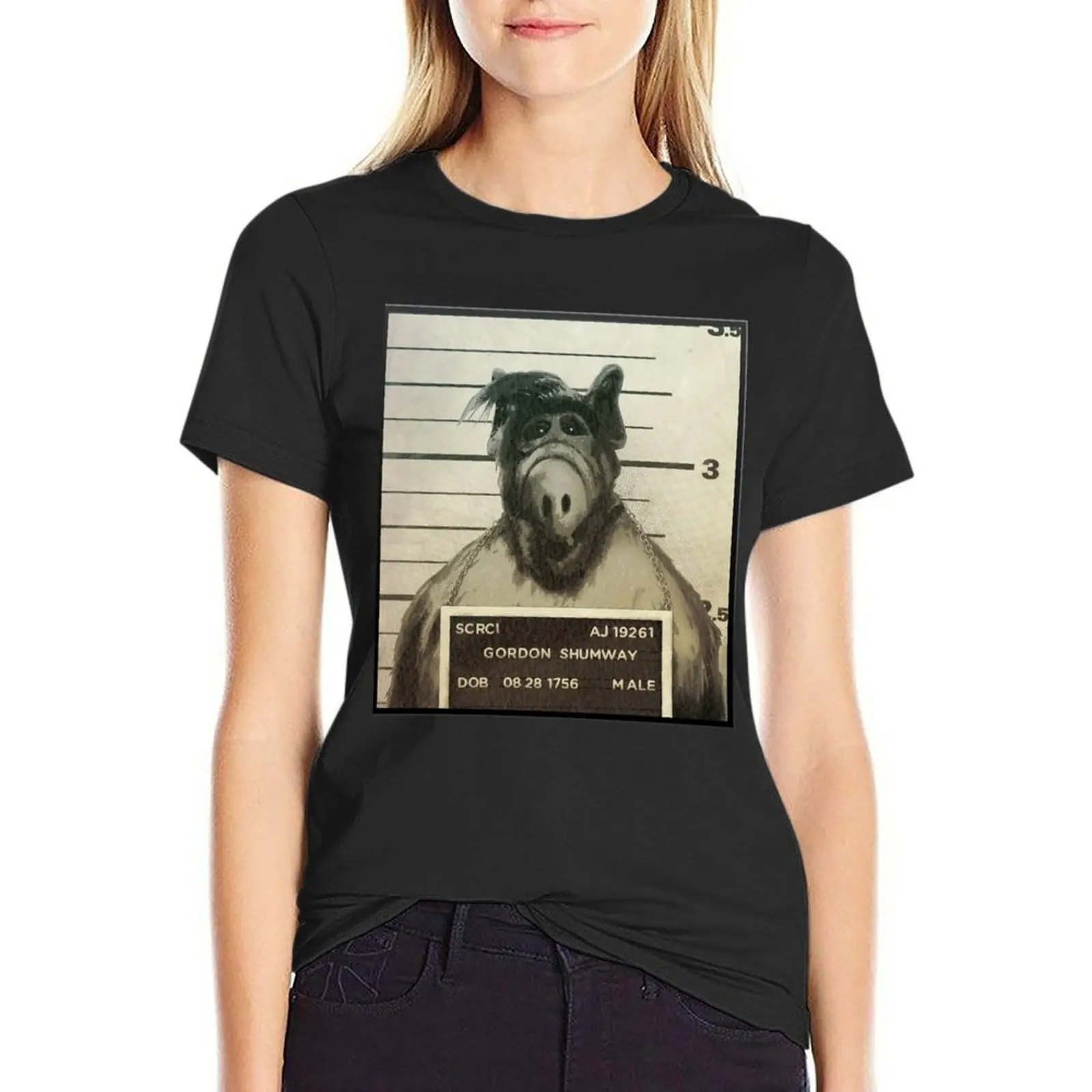 

Alf Mugshot T-Shirt animal print shirt for girls shirts graphic tees anime clothes tees tops for Women