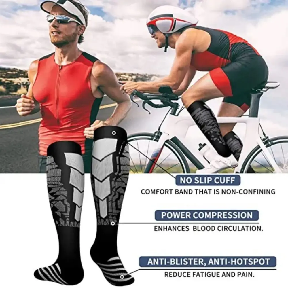 

New Nylon Compression Socks Men Women Gradient Cycling Travel Socks Recovery Training Running Cycling Long Socks