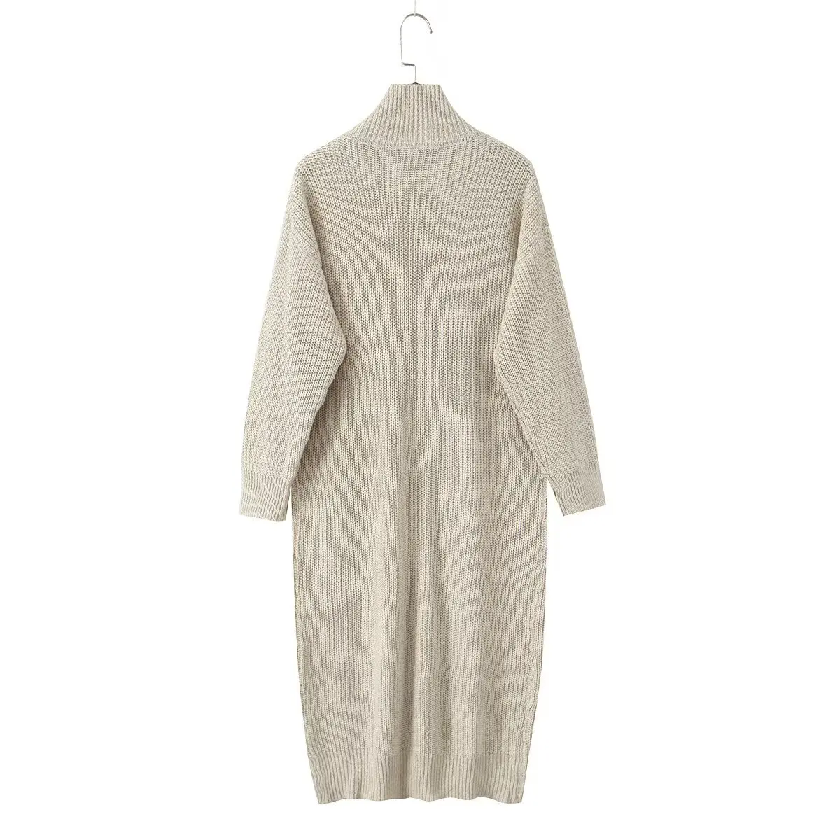 여성용 버튼 장식 스트리트 스타일 루즈핏 폴리에스터 섬유 롱 니트 스웨터 코트