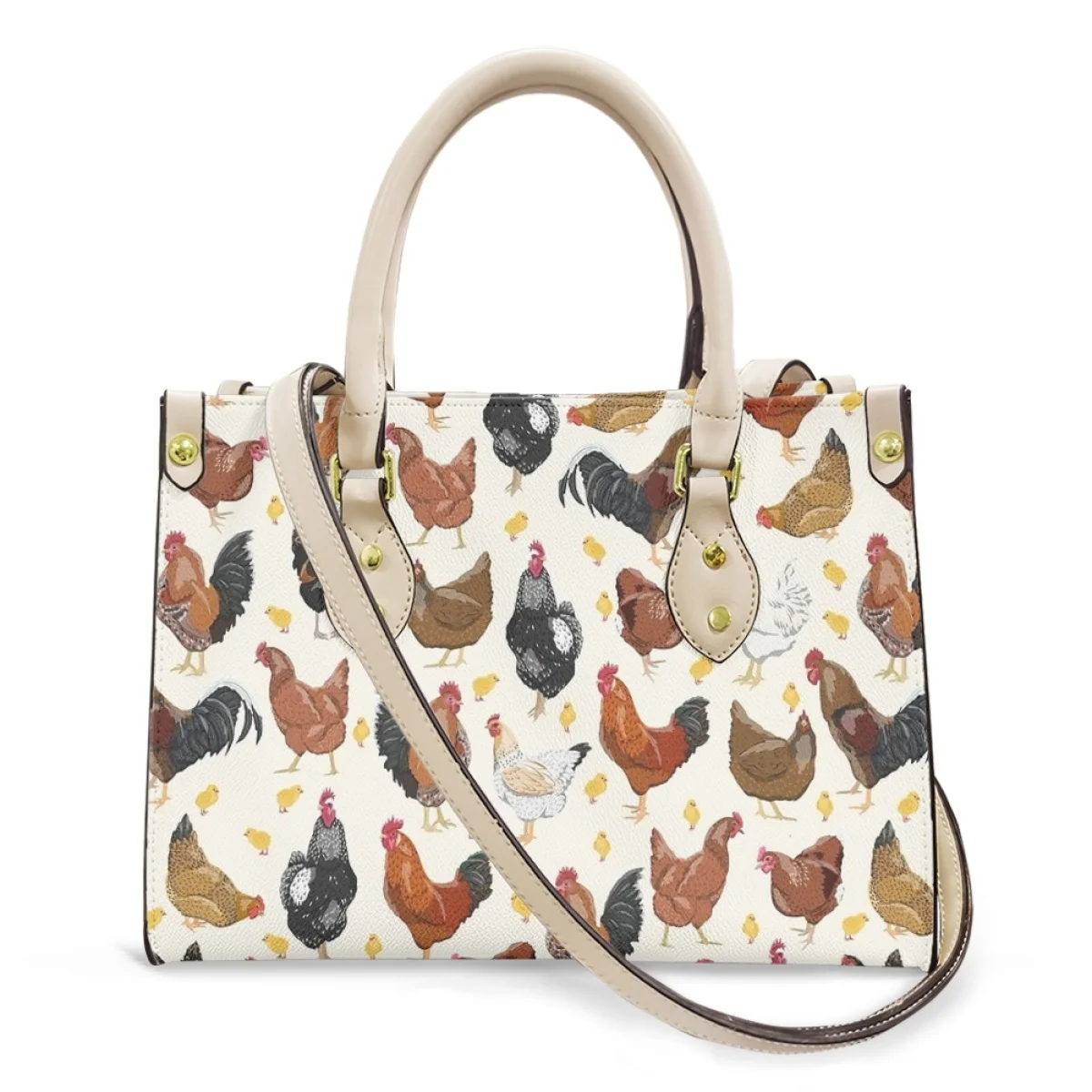 

Belidome Chicken Design Luxury Handbags for Women's PU Leather Top Handle Satchel Shoulder Bags Messenger Tote Bag for Ladies