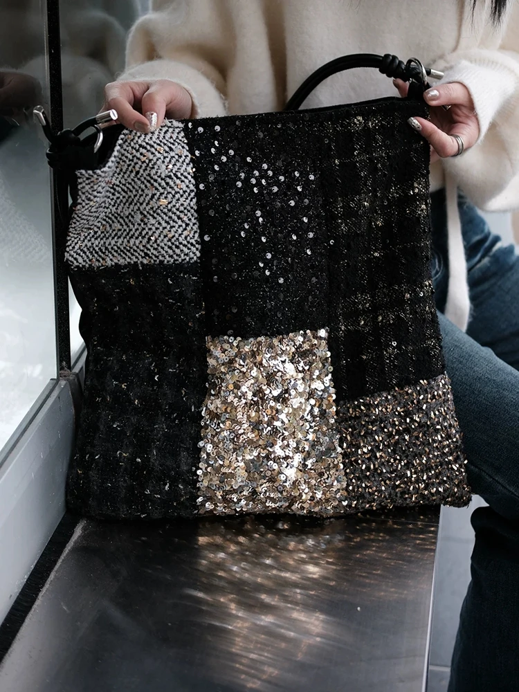 

Модная простая уникальная сверкающая повседневная сумка, женская холщовая сумка \ сумка, женская сумка на плечо под мышками, новинка