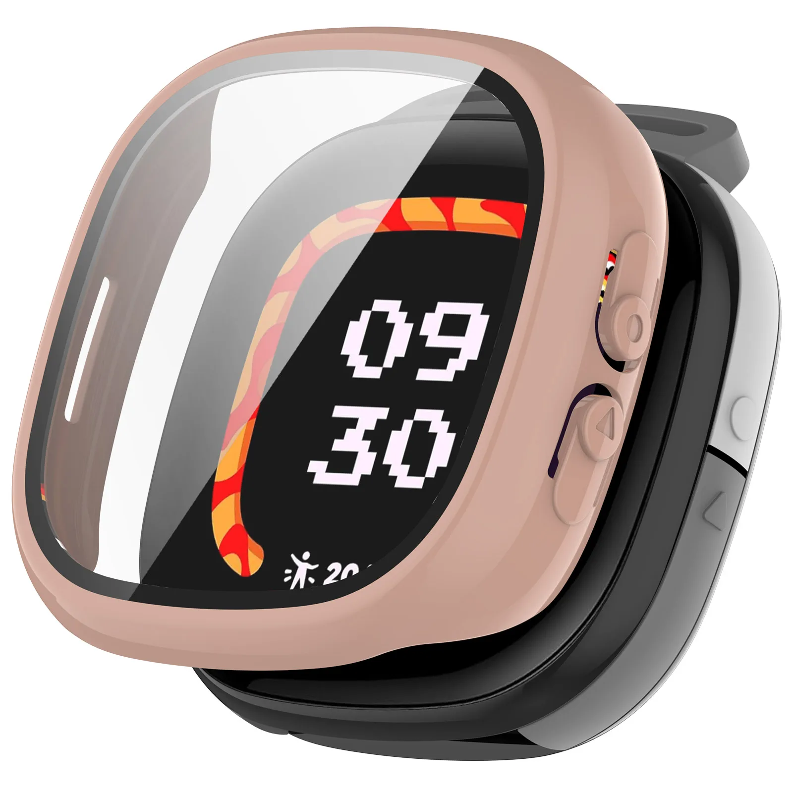 

Для Fitbit Ace LTE Hard PC Watch Case Общая защитная крышка с пленкой из закаленного стекла HD - розовый