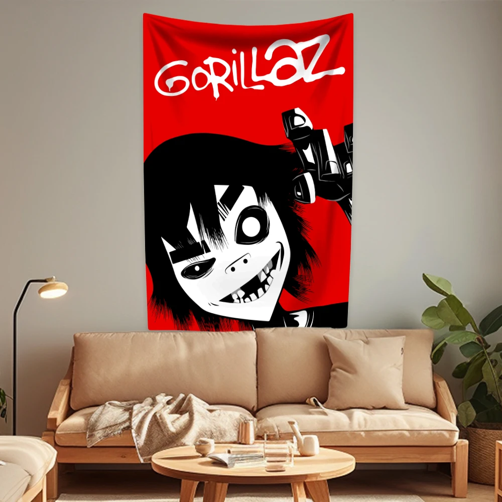 Music Band Gorillaz Tapestry Pop Rock Home Decoration Large Fabric Wall Hanging Cover Bedroom Dorm Background Sofa Blanket